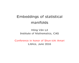 Embeddings of Statistical Manifolds