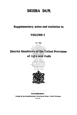 Supplementary Notes and Statistics to District Gazetteers of the United