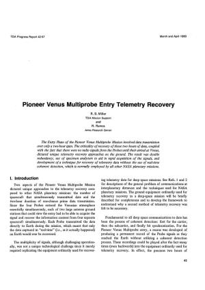 Pioneer Venus Multiprobe Entry Telemetry Recovery