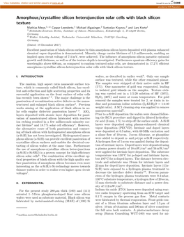 Amorphous/Crystalline Silicon Heterojunction Solar Cells with Black Silicon Texture