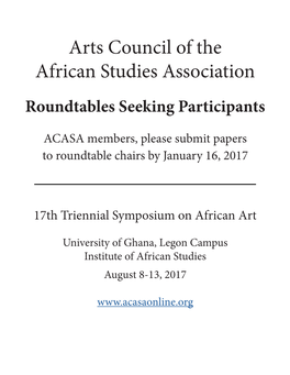 Arts Council of the African Studies Association Roundtables Seeking Participants