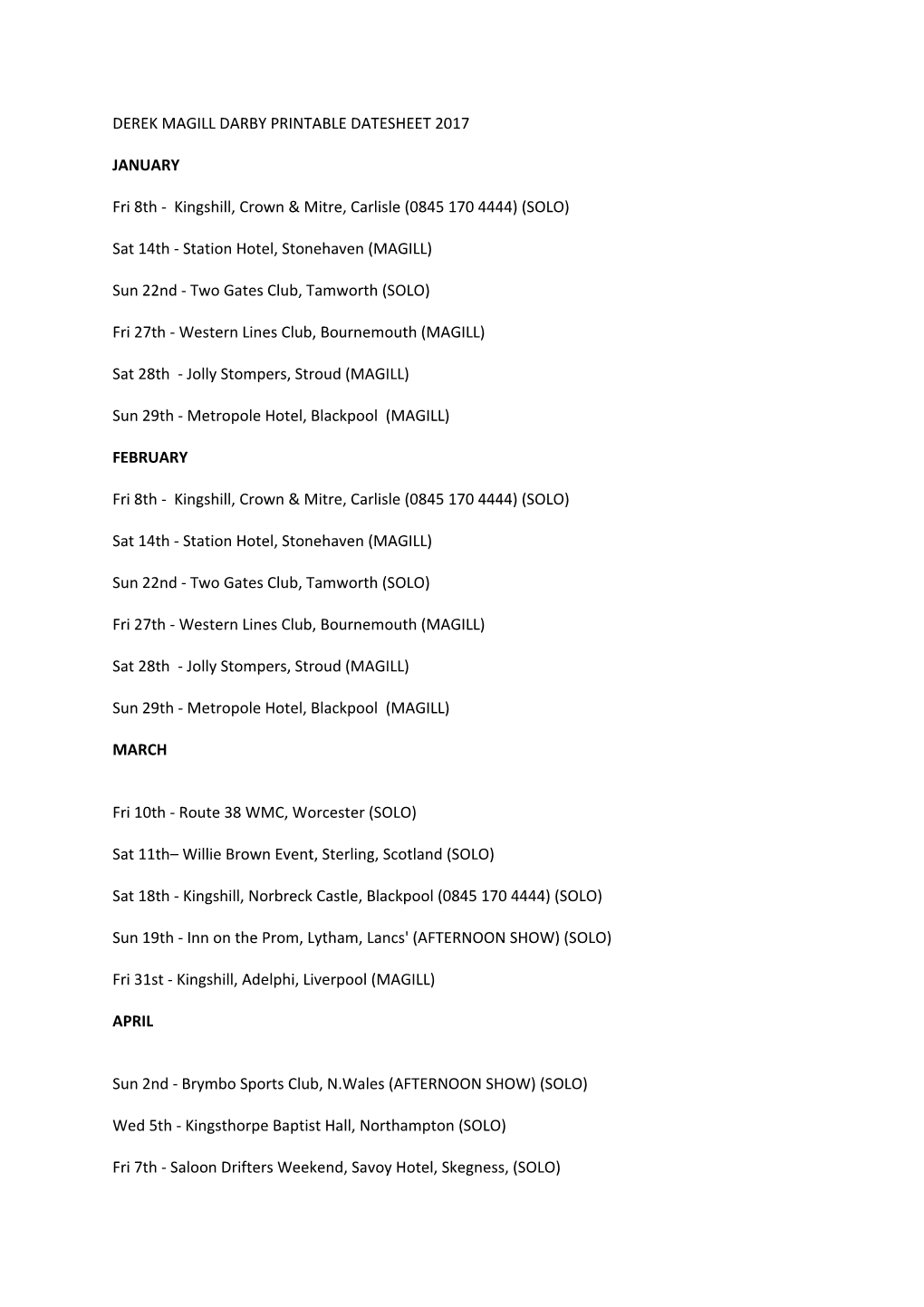 Derek Magill Darby Printable Datesheet 2017 s1