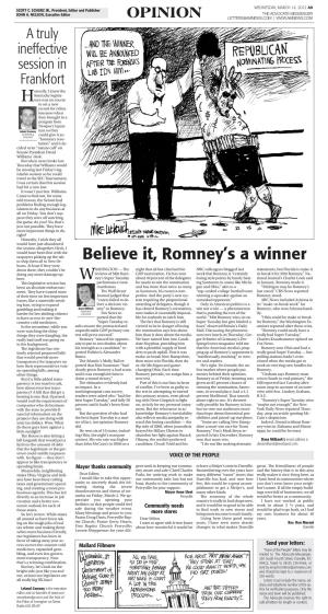 Believe It, Romney's a Winner
