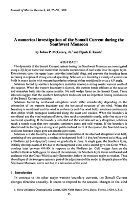 A Numerical Investigation of the Somali Current During the Southwest Monsoon