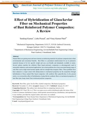 Effect of Hybridization of Glass/Kevlar Fiber on Mechanical Properties of Bast Reinforced Polymer Composites: a Review