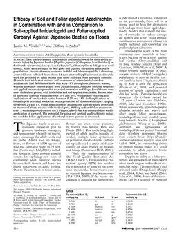 Efficacy of Soil and Foliar-Applied Azadirachtin in Combination with and in Comparison to Soil-Applied Imidacloprid and Foliar-A