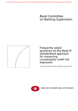 Frequently Asked Questions on the Basel III Standardised Approach for Measuring Counterparty Credit Risk Exposures, March 2018