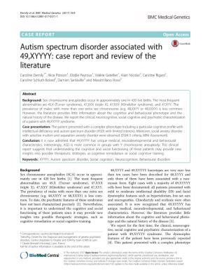 Autism Spectrum Disorder Associated with 49,XYYYY: Case Report and Review of the Literature