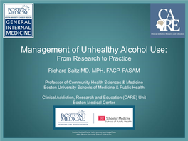 Management of Alcohol Withdrawal and Dependence