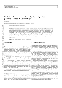 Emission of Cosmic Rays from Jupiter. Magnetospheres As Possible Sources of Cosmic Rays