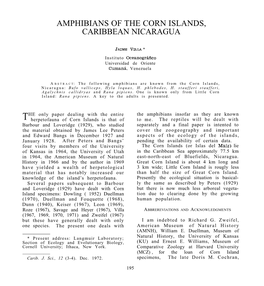 Amphibians of the Corn Islands, Caribbean Nicaragua