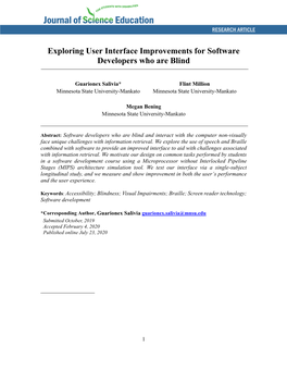 Exploring User Interface Improvements for Software Developers Who Are Blind