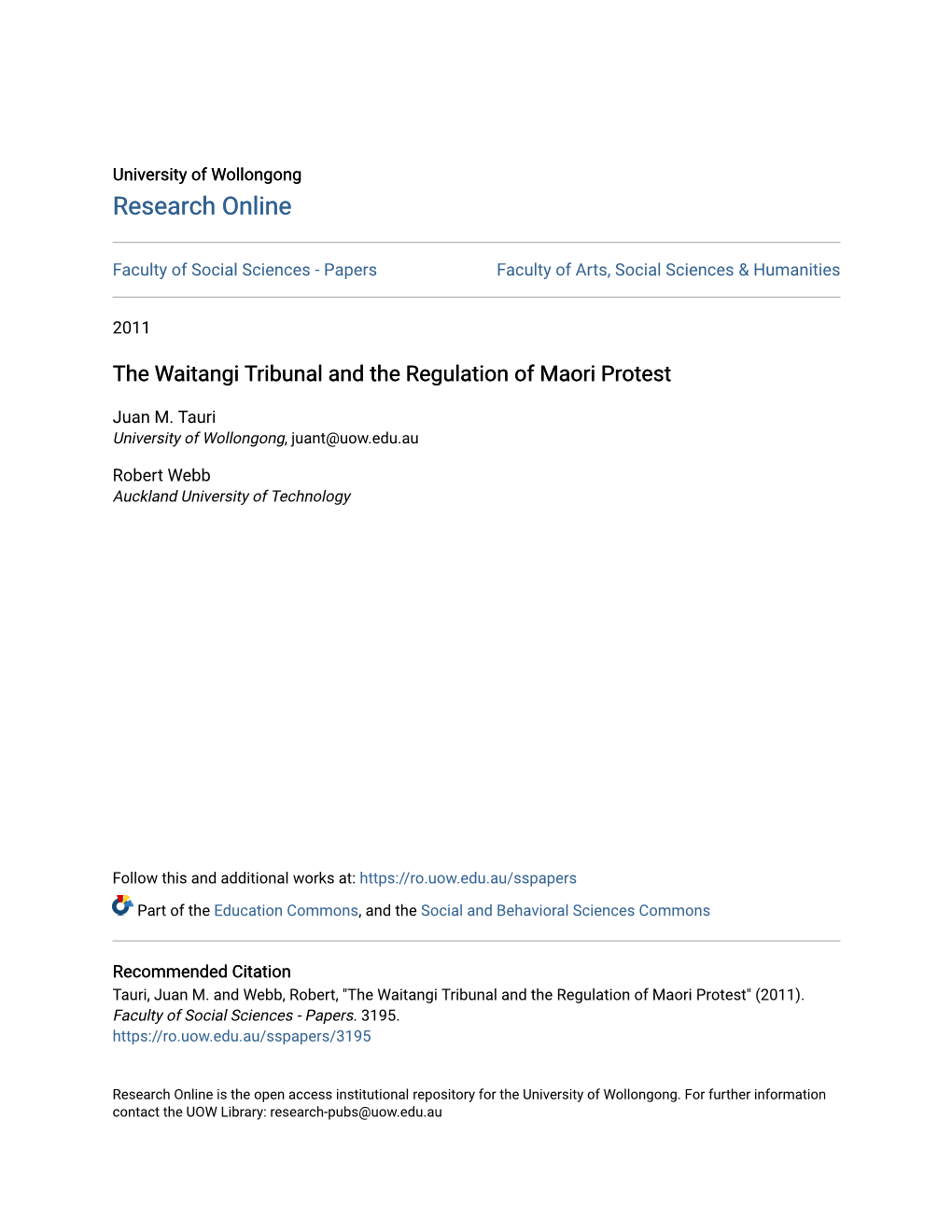 The Waitangi Tribunal and the Regulation of Maori Protest