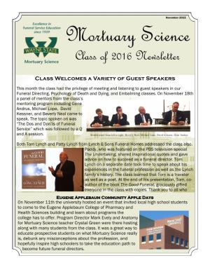 Mortuary Science Class of 2016 Newsletter