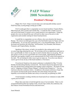 Winter 2008 Newsletter