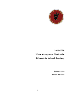Final Kahnawake Waste Management Plan 2015-2020-25 June 2016
