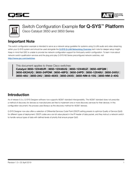 Q-SYS™ Platform Cisco Catalyst 3650 and 3850 Series