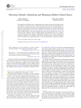 Masculine Defaults: Identifying and Mitigating Hidden Cultural Biases