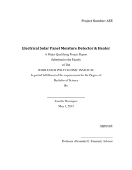 Electrical Solar Panel Moisture Detector & Heater