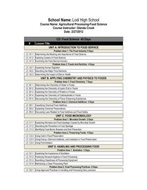 National FFA Curriculum Matrix