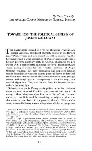 Toward 1756: the Political Genesis of Joseph Galloway