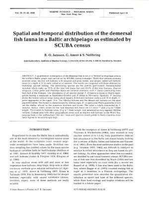 Spatial and Temporal Distribution of the Demersal Fish Fauna in a Baltic Archipelago As Estimated by SCUBA Census