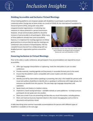 Inclusion Insights: Holding Accessible and Inclusive Virtual Meetings