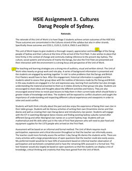 HSIE Assignment 3. Cultures Darug People of Sydney