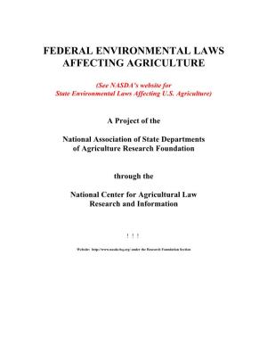 Federal Environmental Laws Affecting Agriculture