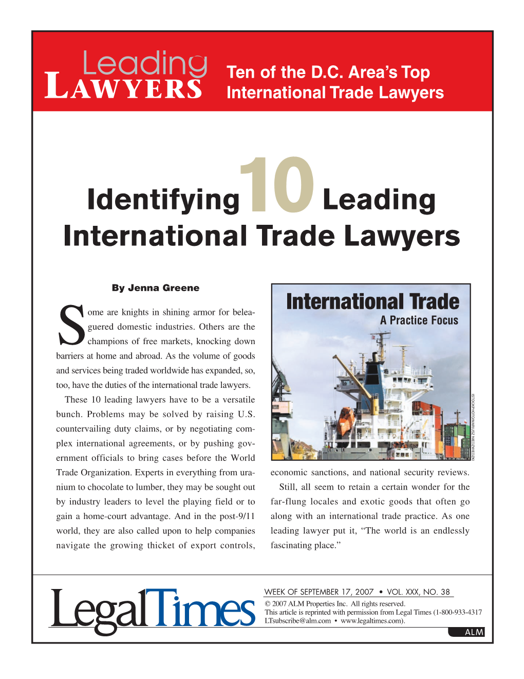 Identifying Leading International Trade Lawyers