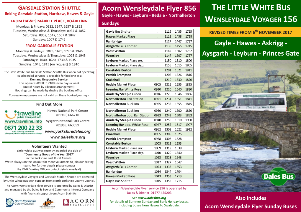 THE LITTLE WHITE BUS Acorn Wensleydale Flyer