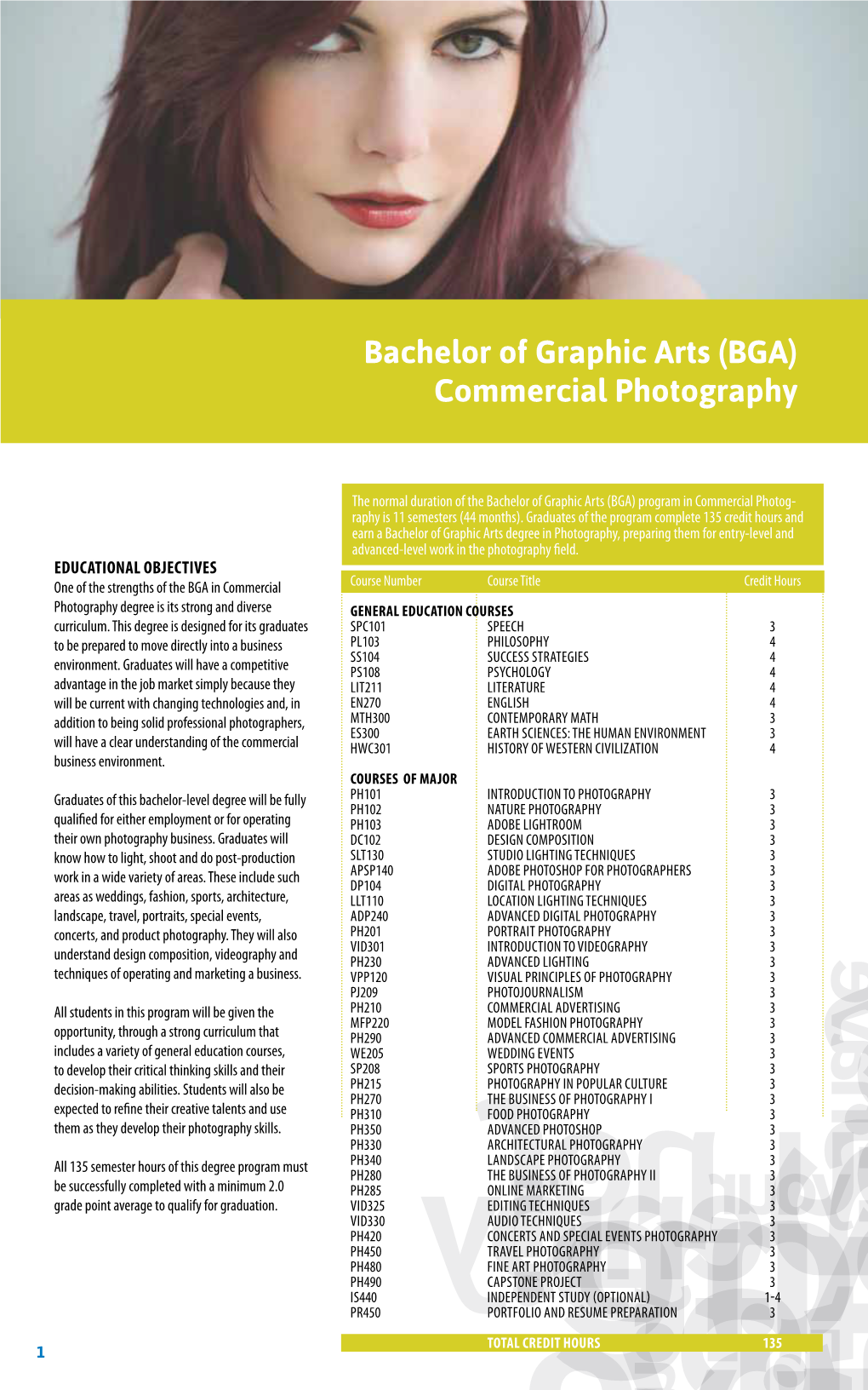 Bachelor of Graphic Arts (BGA) Commercial Photography