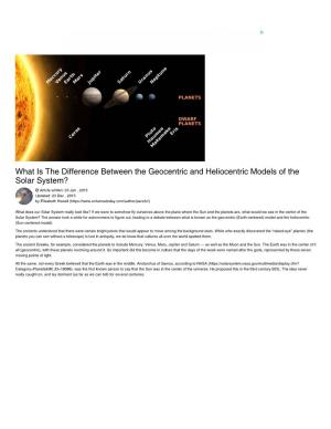 What Is the Difference Between the Geocentric and Heliocentric Models
