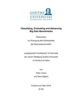 Classifying, Evaluating and Advancing Big Data Benchmarks