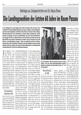 Die Landtagswahlen Der Letzten 60 Jahre Im Raum Passau