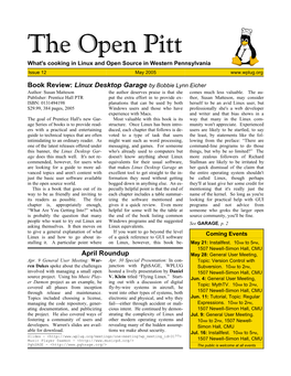 The Open Pitt What's Cooking in Linux and Open Source in Western Pennsylvania Issue 12 May 2005