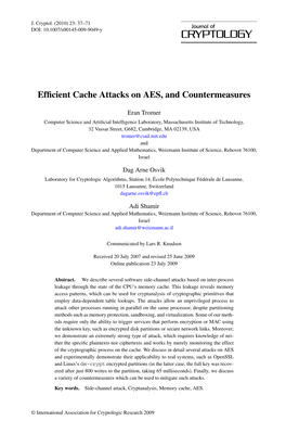 Efficient Cache Attacks on AES, and Countermeasures