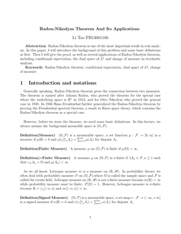 Radon-Nikodym Theorem and Its Applications