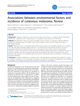 Associations Between Environmental Factors and Incidence of Cutaneous Melanoma