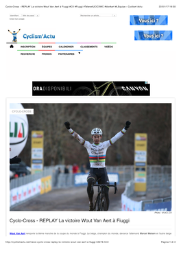 Cyclo-Cross - REPLAY La Victoire Wout Van Aert À Fiuggi #CX #Fiuggi #Telenetucicxwc #Vanaert #Lequipe - Cyclism'actu 22/01/17 19:30