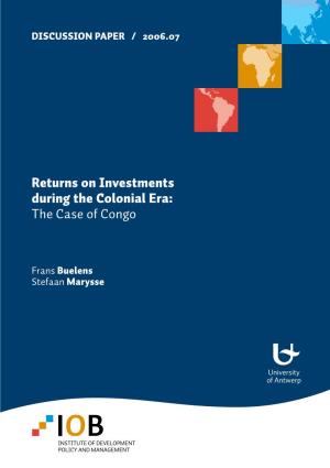 Returns on Investments During the Colonial Era: the Case of Congo