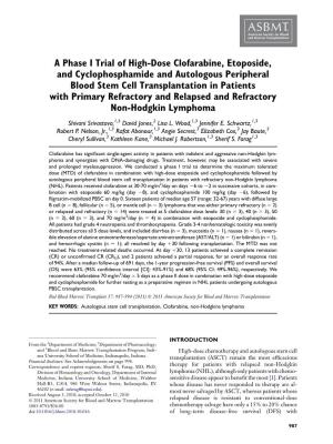 A Phase I Trial of High-Dose Clofarabine, Etoposide, And
