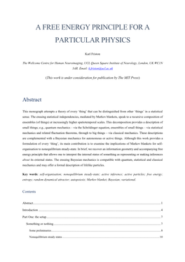 A Free Energy Principle for a Particular Physics