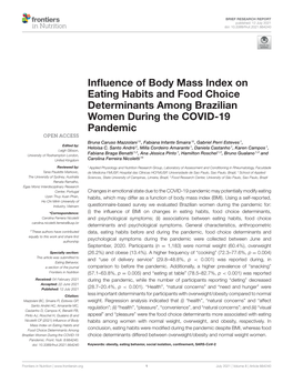 Influence of Body Mass Index on Eating Habits and Food Choice