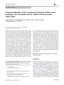 Chemostratigraphy of the Cenomanian-Turonian Shallow-Water Carbonate: New Correlation for the Rudist Levels from North Sinai, Egypt