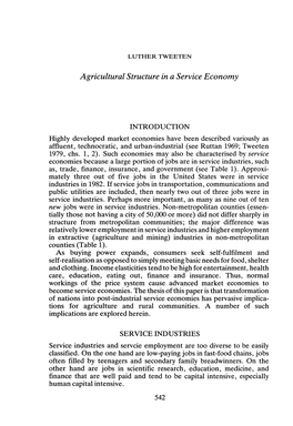 Agricultural Structure in a Service Economy
