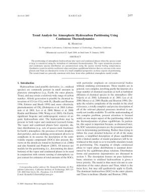 Trend Analysis for Atmospheric Hydrocarbon Partitioning Using Continuous Thermodynamics