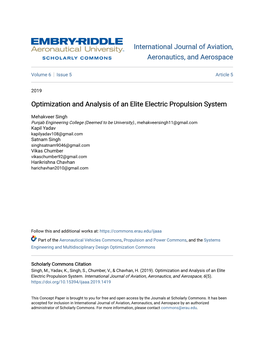 Optimization and Analysis of an Elite Electric Propulsion System