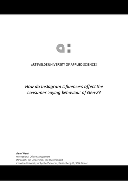 How Do Instagram Influencers Affect the Consumer Buying Behaviour of Gen-Z?