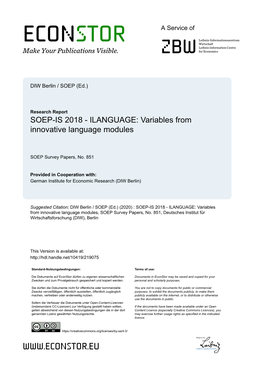 SOEP-IS 2018—ILANGUAGE: Variables from Innovative Language Modules